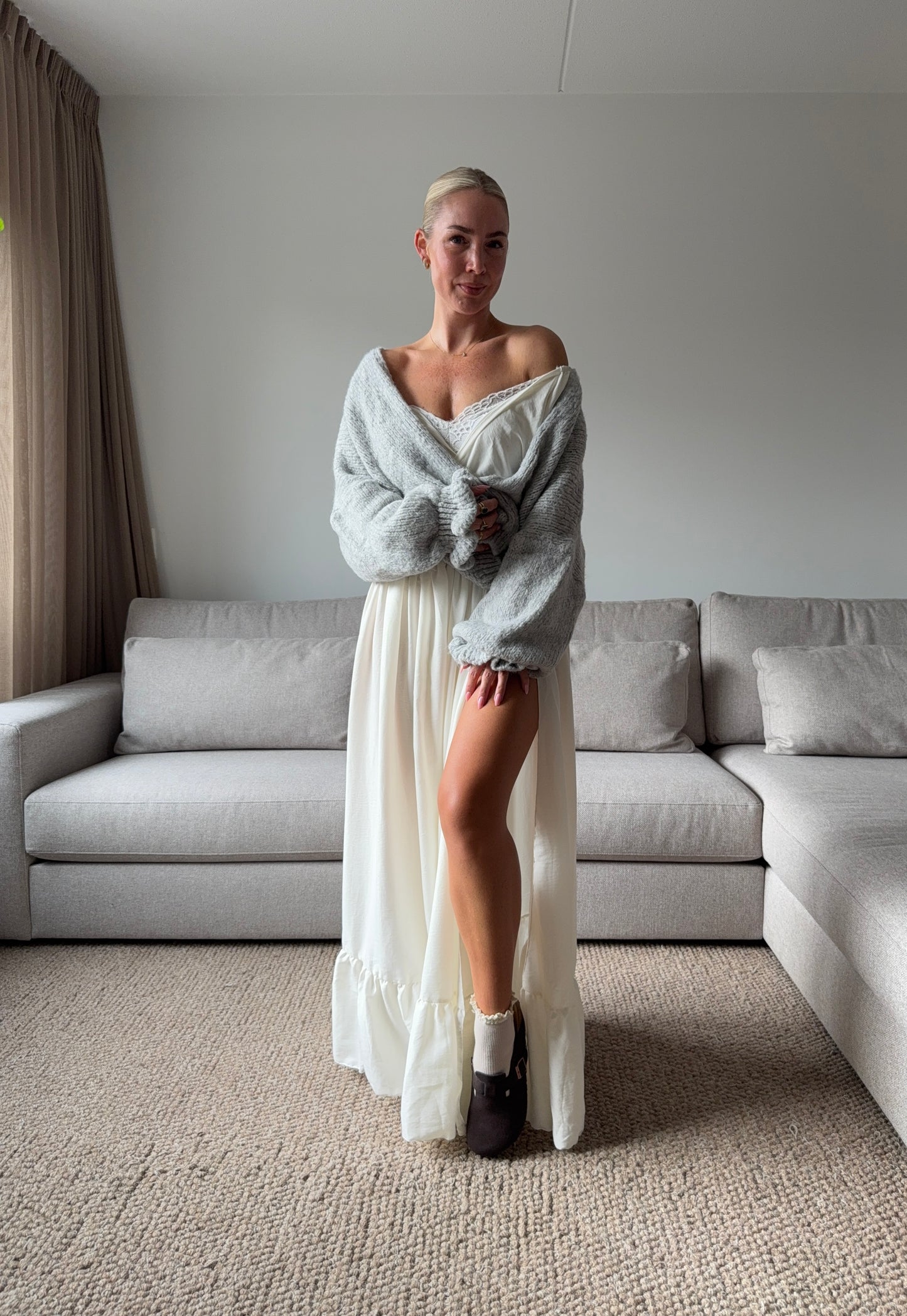 Ruffle vest lichtgrijs