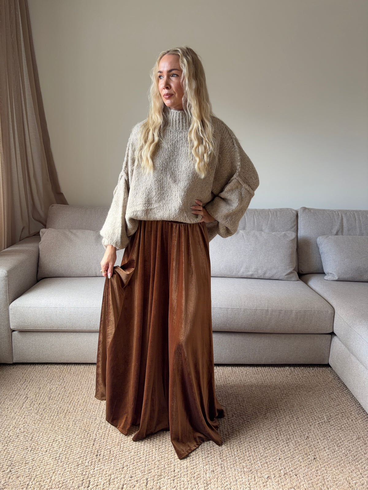 Soft sweater oversized taupe