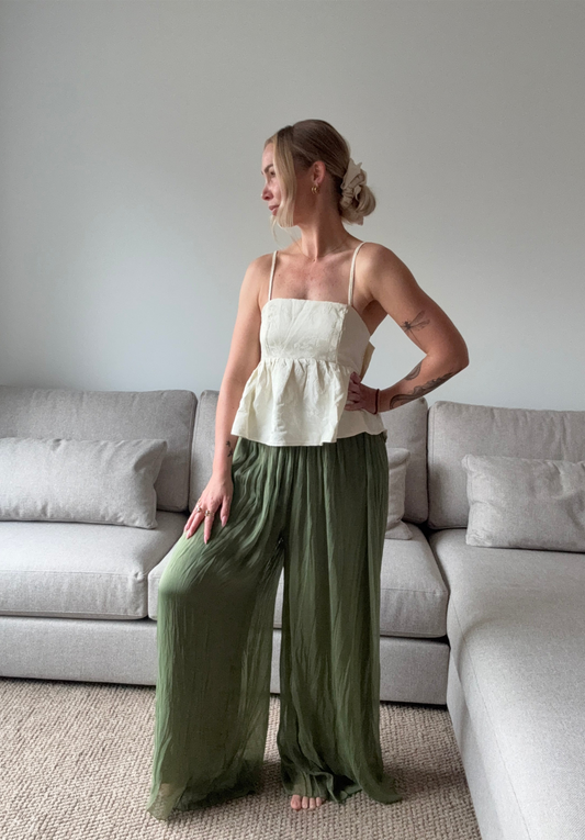Silk trouser olive