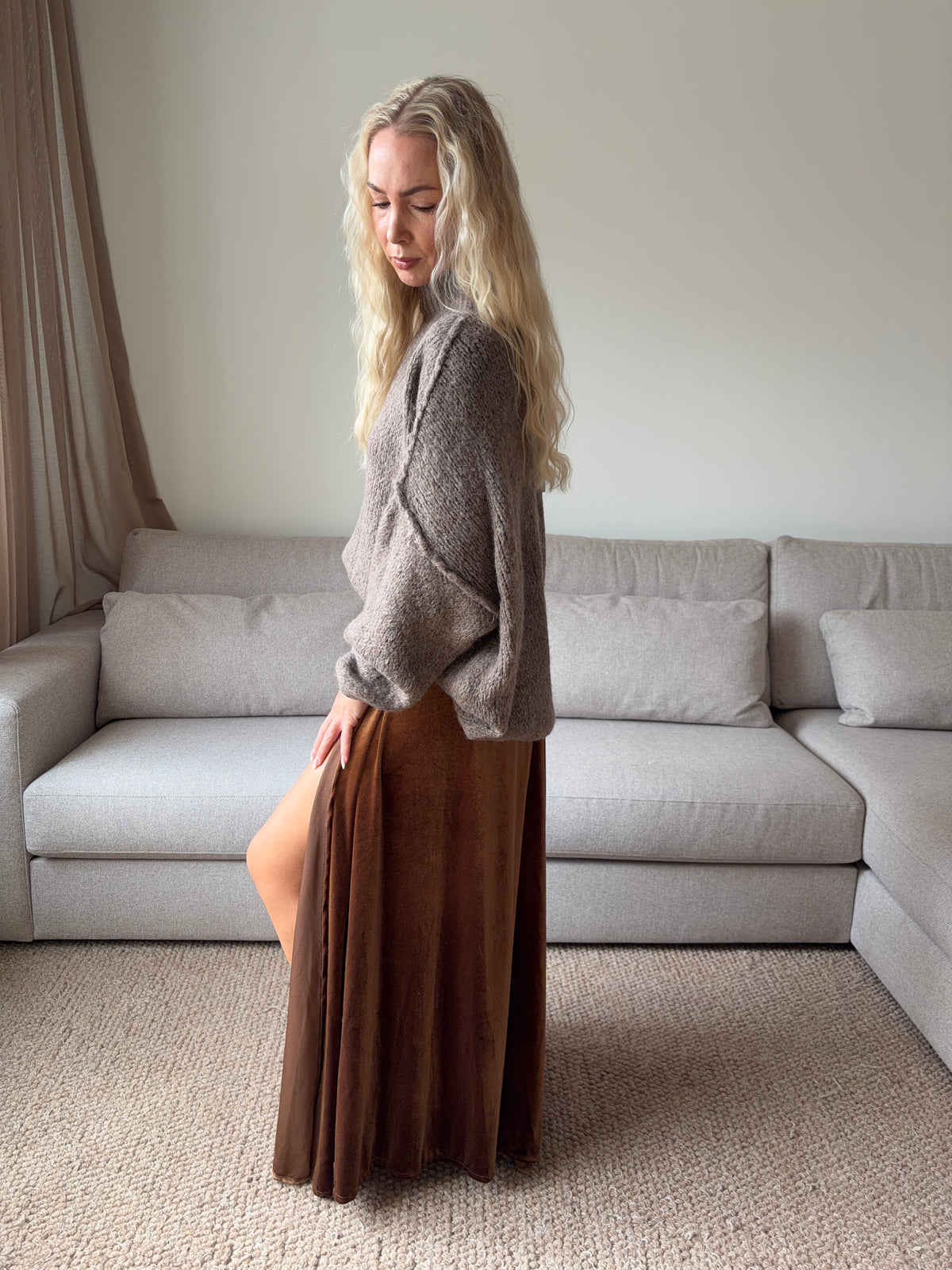 Soft sweater oversized brown