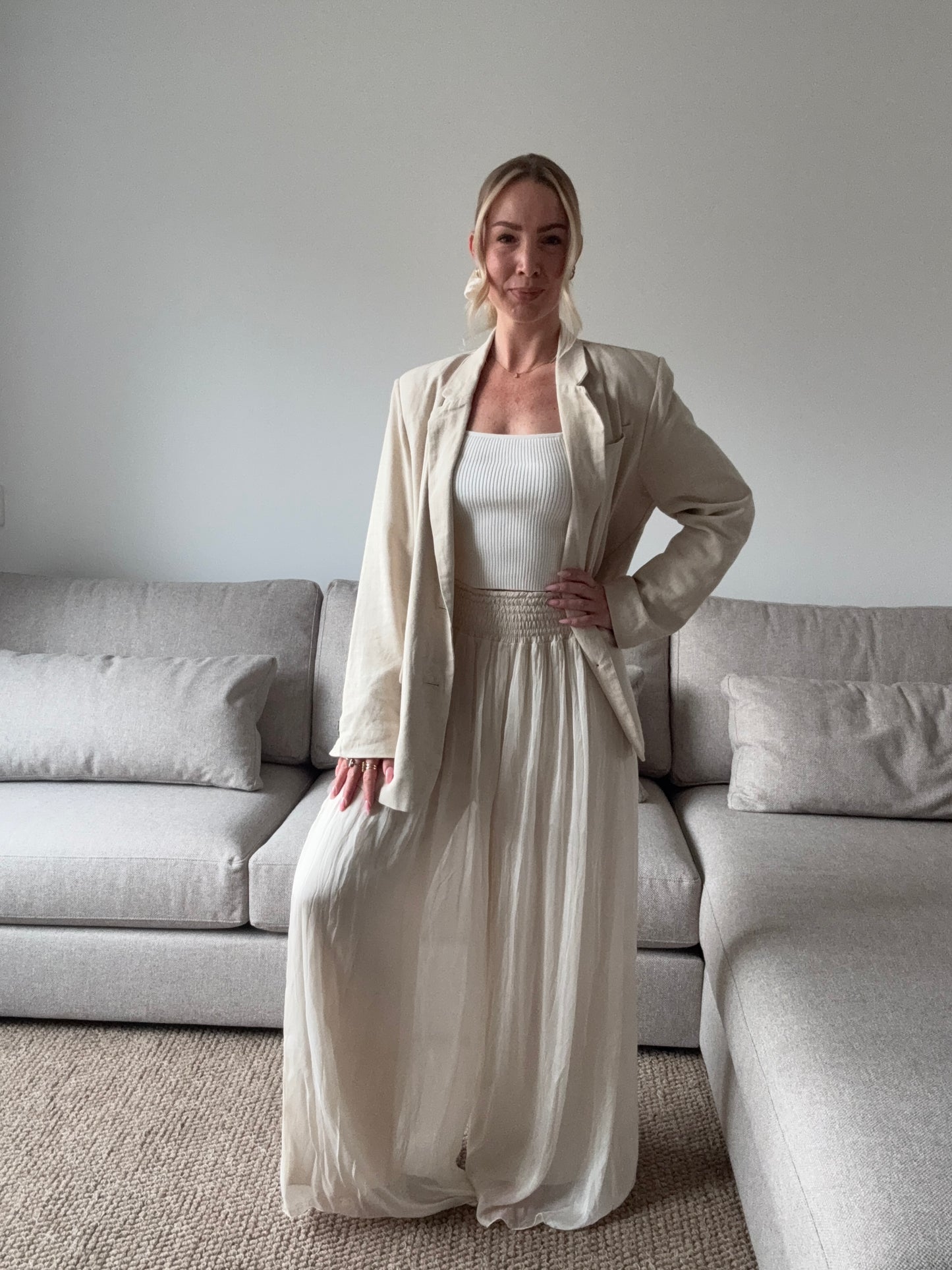 Silk trouser crème