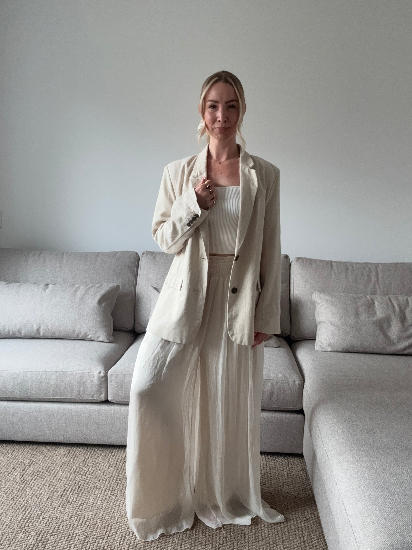 Silk trouser crème