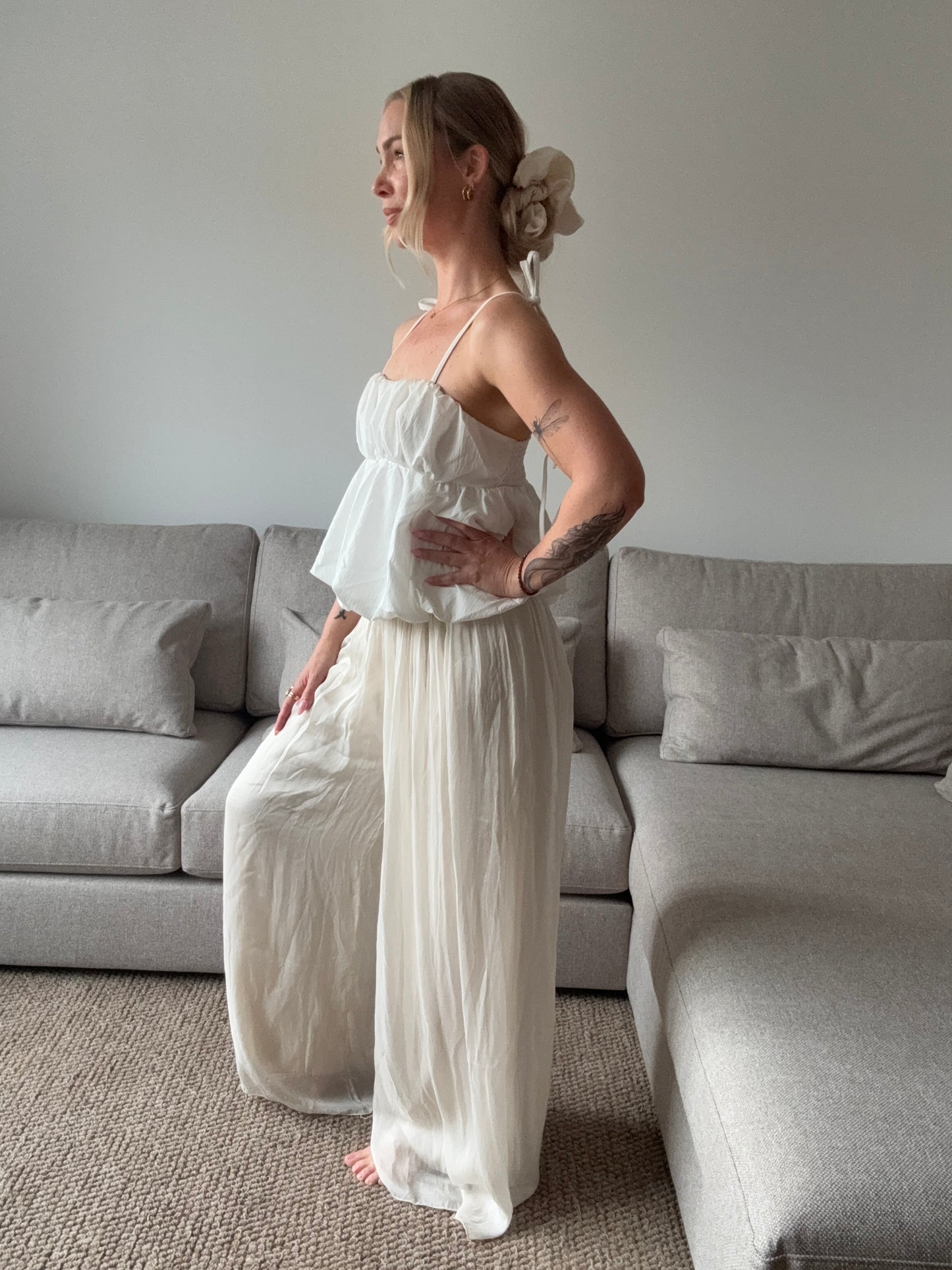 Silk trouser crème